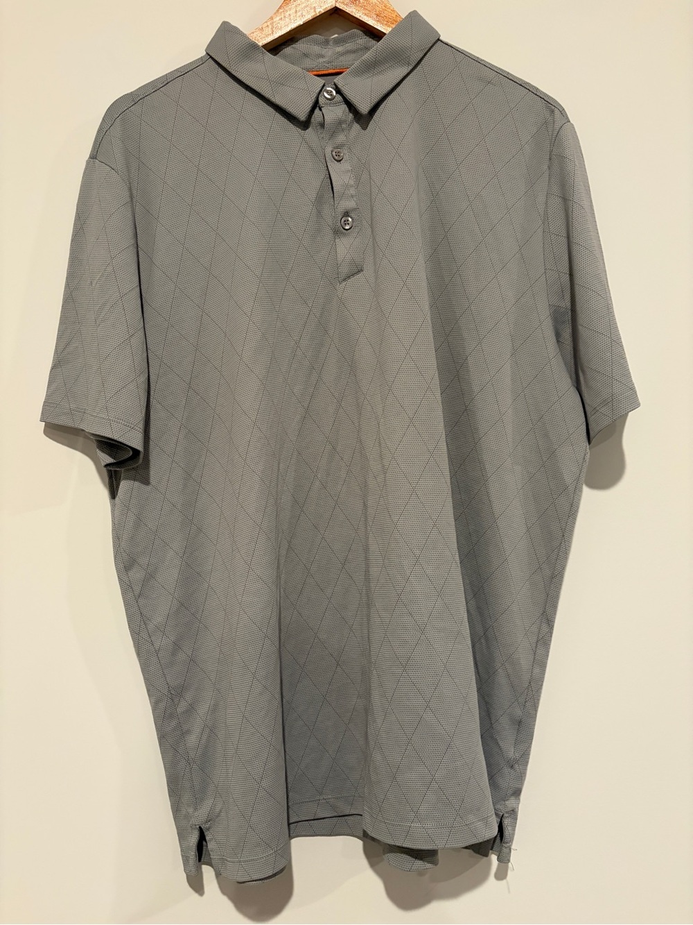 Modern Ambition XL Gray Delightfully Technical Diamond Pattern Golf Polo Shirt